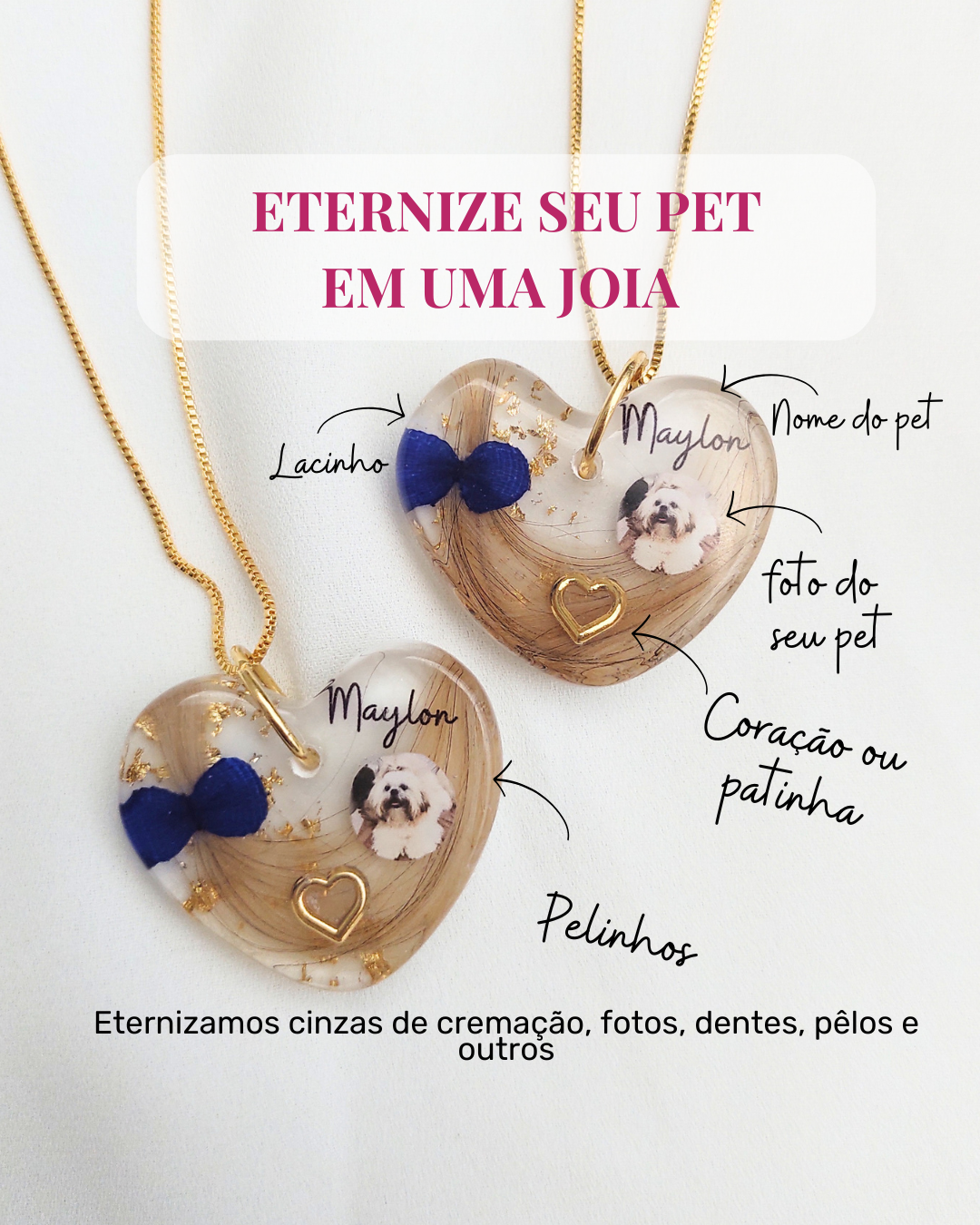 Joia afetiva com pelinhos pet