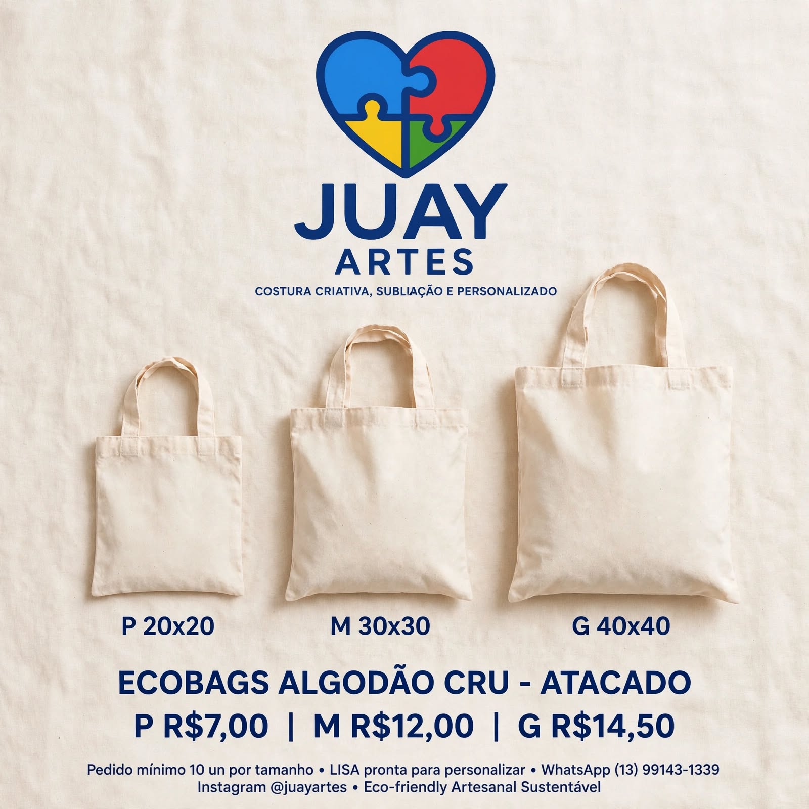 Ecobags Cru pra personalizar