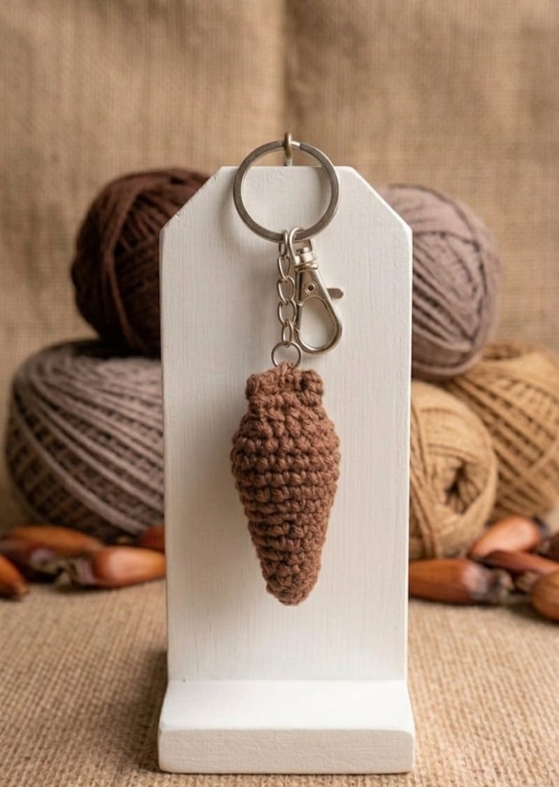 chaveiro pinhão amigurumi