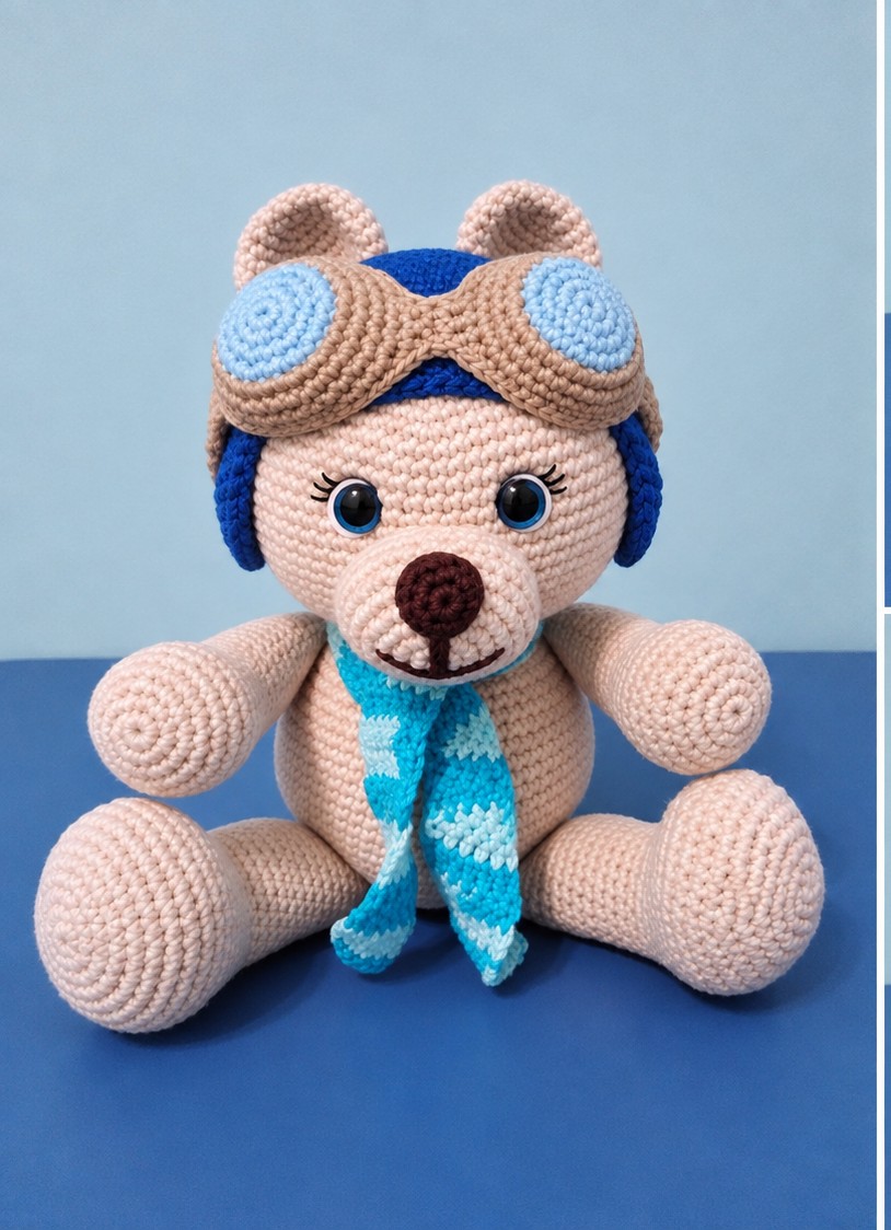 Urso Aviador Amigurumi