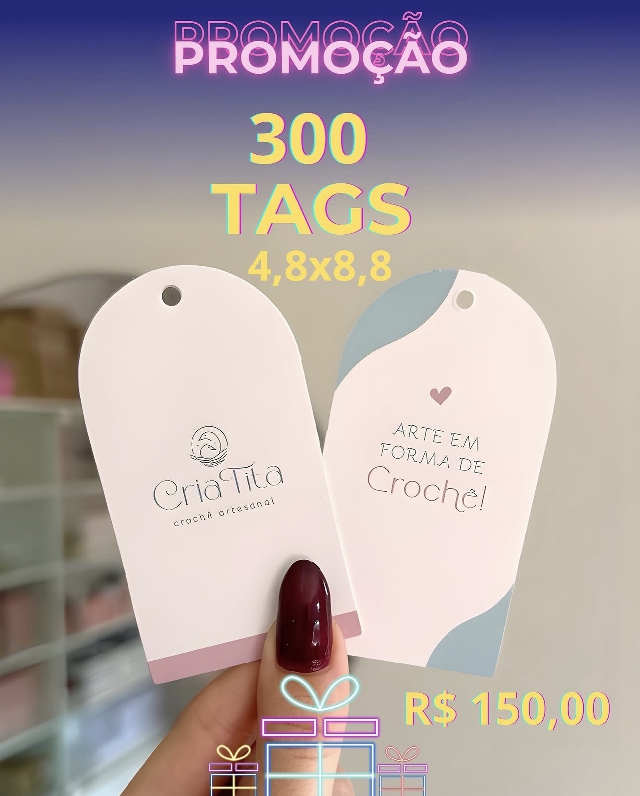 300 unidades de tag 4,8x8,8