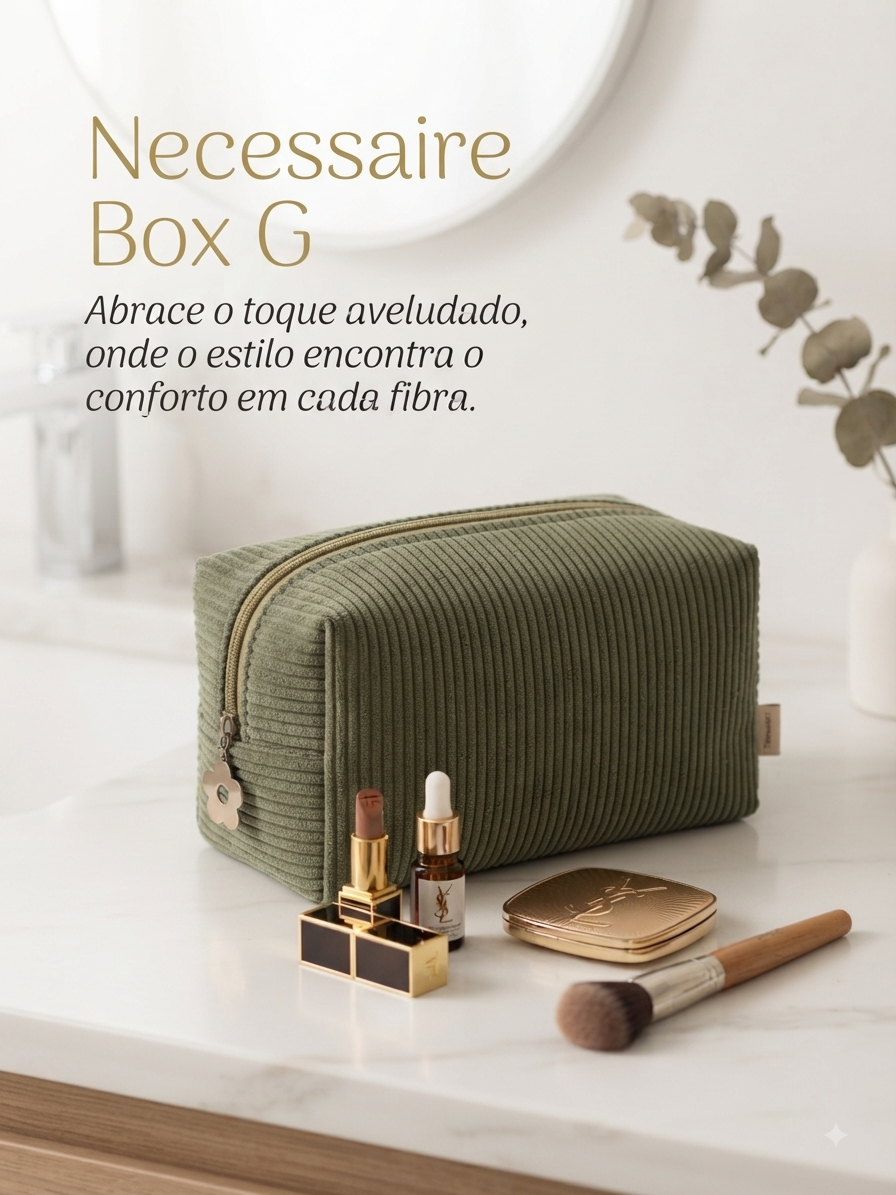 Necessaire Box G Veludo Cotelê
