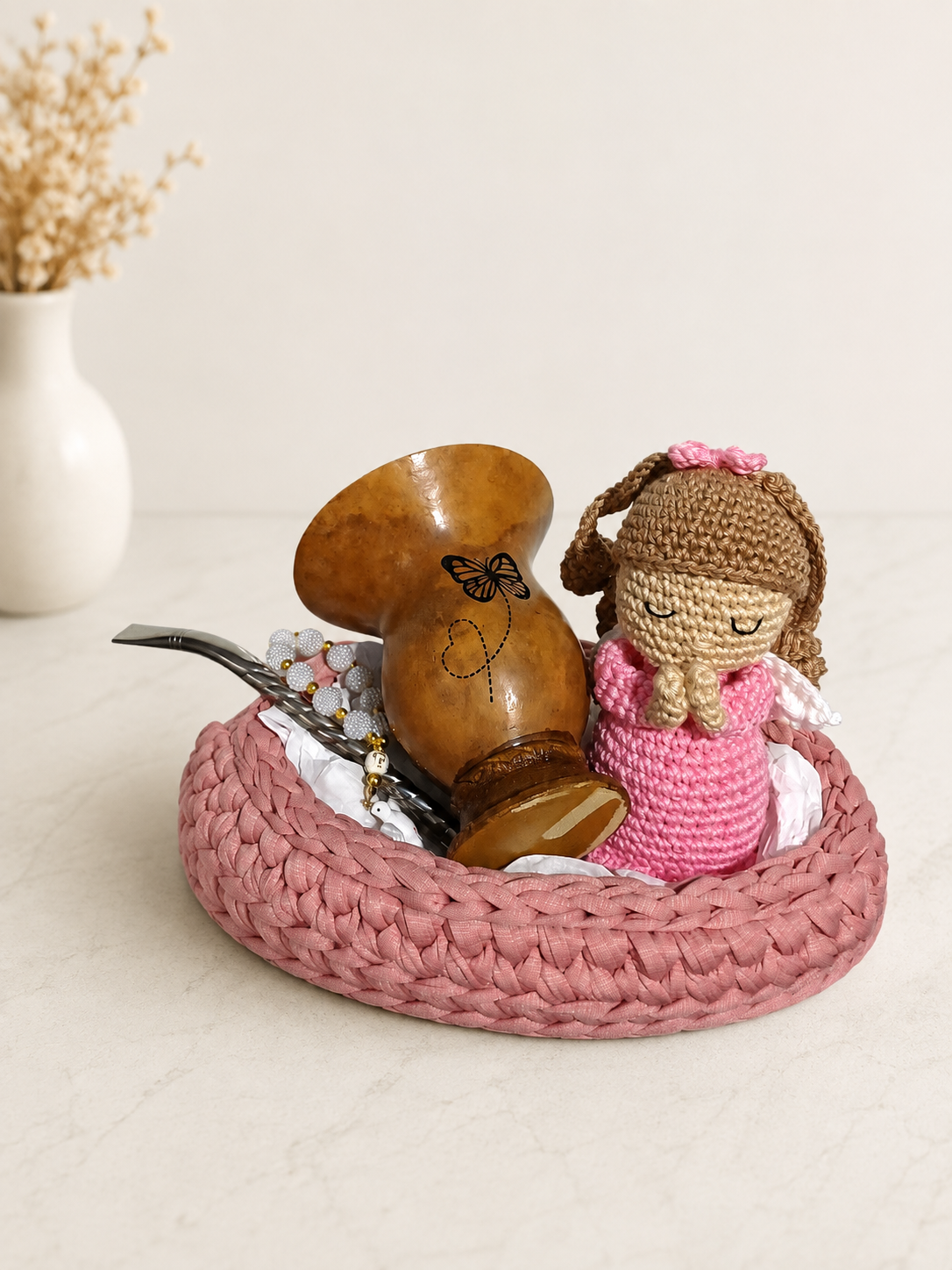 Kit Box Cachepô presenteavel Amigurumi anjinho k+ Kit chimarrão + tercinho